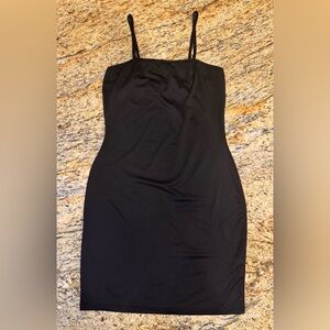 Women’s Black Knit Bodycon Slip Dress Adjustable Straps Size Large